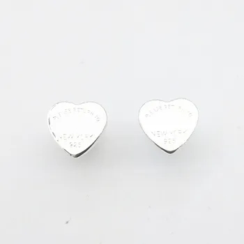 Ponios S925 sterlingas sidabro klasikinės širdies formos sidabro auskarai smeigės juvelyrikos mėgėjams saldus romantiškų atostogų jubiliejų dovana
