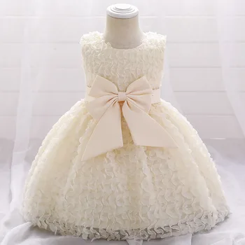 Balta 1 Metų Gimtadienius Baby Girl Dress Nėriniais, Karoliukais Gėlių Krikšto Suknelė Mergina Drabužių Šalis Princesė Vestuvių Suknelės Infantil