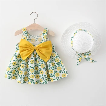 Suknelė 2021 Naujas Vasaros Gėlių Suknelė Bowknot Sundress Baby Girl Drabužiai Bamblys Mergina Drabužius Suknelė Mergaitėms