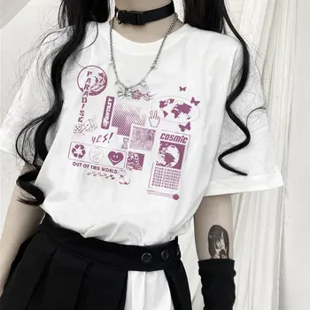 Grafiti Spausdinti Atsitiktinis Harajuku moteriški marškinėliai Vaporwave Unisex trumparankoviai marškinėliai HipHop Vasaros moteriški marškinėliai Streetwear