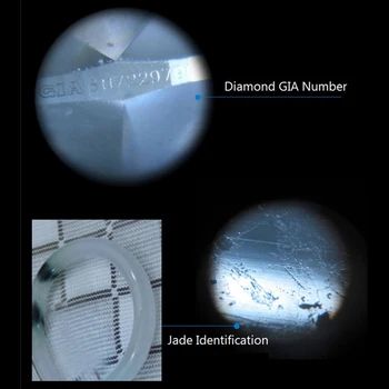 Nešiojamą Mini Didinamojo Stiklo 100X Kišenėje Mikroskopu Portable LED Lempos, Šviesa, Papuošalai Loupe didinamasis stiklas su Oda Atveju