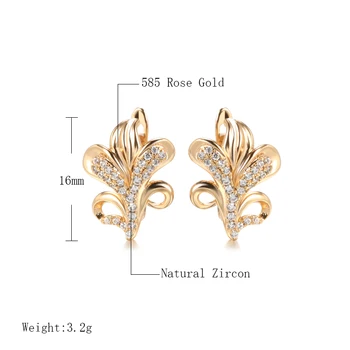 Kinel Karšto Gamtos Cirkonis Tabaluoti Auskarai Moterims Romantiška Bižuterijos 585 Rose Gold Unikalus Kristalų Gėlių Auskarai 2021 Naujas