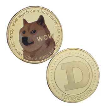 Juokinga Dogecoin Atminimo Šuns Galva Auksą, Padengtą Doge Monetos Limited Edition Kolekcinė Moneta su Apsaugos Atveju Namų Dekoro