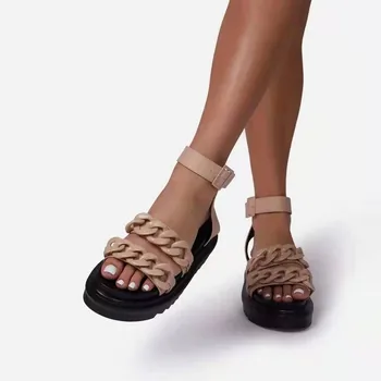 Moterų Sandalai 2021 Mados Grandinės Pleišto Platforma Gladiatorių Sandalai Atidaryti Tne Sagtis Vasaros Sandalai, Batai Moterims, Sandalias Mujer
