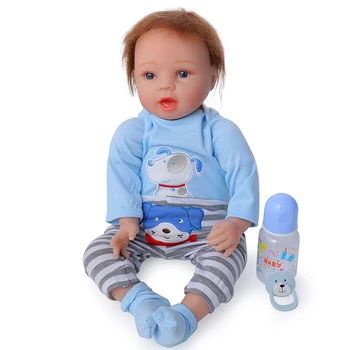 NAUJAS Tikroviška Reborn Baby Doll 56CM Berniukas Su mėlynomis Drabužius Realus 22Inch Naujagimiui Lėlės Kūno Audiniai Boneca Žaislas Gimtadienio Dovana