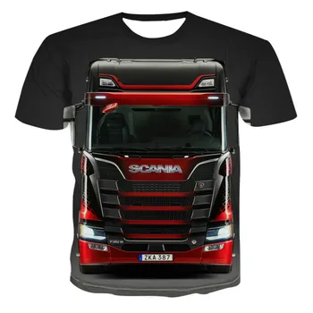 Vyrų ir Moterų Varžybos Šortai Sunkvežimių 3D T-shirt Spausdinti Atsitiktinis trumpomis Rankovėmis Apvalios Kaklo Megztinis Vasaros Stiliaus Karštą Vasaros Stilius