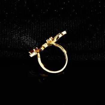 CIZEVA Išskirtinį Bohemijos Aukso Spalvos Drugelis Žiedas Perdėti Aikštėje Ruby Atidaryti Žiedas, Moterų Papuošalai, Banketų, Vestuvių Žiedas