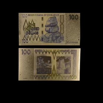 10vnt/daug Zimbabvė 100 Dolerių Banknotų su 1 Sertifikatą, Banknotus 24k Auksu Netikrą Popierinių Pinigų Kolekcija