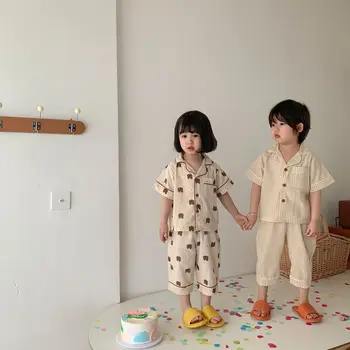 Vasaros stilius vaikų marškinėliai 7-tašką, kelnės, kostiumas berniukui ir mergaitei, kūdikių namų paslaugų animacinių filmų namų paslauga kostiumas mergaitėms komplektai