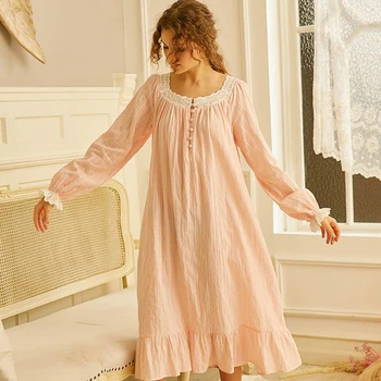 Miego suknelė moterų amžiaus sezono medvilnės sijonas qiu dong dieną laisvi plonas palace vėjo saldus juostelės namų ūkių imtis