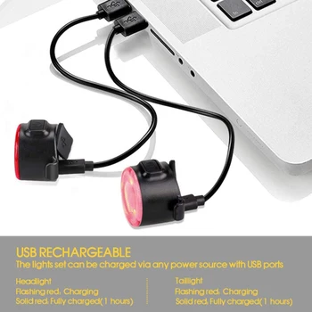 Dviračio Šviesos Dviračių Galinis Žibintas USB Įkrovimo Vandeniui Už MTB Šalmas Pack Krepšys, Saugos Įspėjamoji Lemputė Dviračių Žibintai, užpakalinis žibintas
