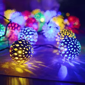 Saulės LED Žibintai String Maroko Pasakų String Kamuolys Žibintą, Kabantį Sodą Kalėdinė Dekoracija Girlianda Saulės Pasakų Pasaulyje Šviesos