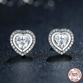 Afile S925 sterlingas sidabro auskarai meilės širdyje, diamond cirkonis diamond gryno sidabro auskarai vietoje monopolis PAS405