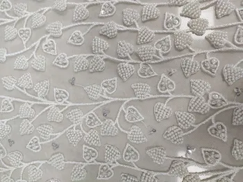 1Yards china zawalcowany tiulio Nėrinių Audinio vestuvinė suknelė prancūzijos Afrikos blizgučiai siuvinėjimas, nėriniai audiniai off baltos spalvos nėrinių 1 Kiemas