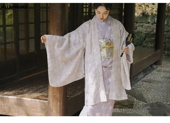 2020 m. Moteris Kimono Camellia Parkas Japonija Stiliaus skraiste, Žakardiniai palaidinė SELLWORLDER Reguliariai-line, Paltai