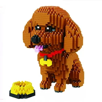 Anine Pudelis Šuo Mini Kūrimo Bloką Diamond Plytų Surinkti Gyvūnų Mielas Šuniukas 3D Modelį, Žaislai Berniukams, Vaikų, Kalėdinės Dovanos