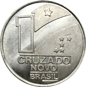 Brazilijos Respublika 1 Cruzado Novo Kristaus Kryžiaus 1990 M. Cupronickel Sidabro Padengtą Kopijuoti Monetos