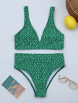 2021 Nauji Aukštos Juosmens Bikini Moterims maudymosi kostiumėlį, maudymosi Kostiumėliai, Moterų Sexy Bikini Nustatyti Giliai V Plaukimo Maudymosi Kostiumas Moterims Keltą