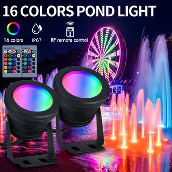 LED Povandeninis Potvynių Šviesos 10W 12V RGB Multi-Color Reguliuojamas Vandeniui Prožektorius Šviesos Fontanas 16 Spalva Keičiasi