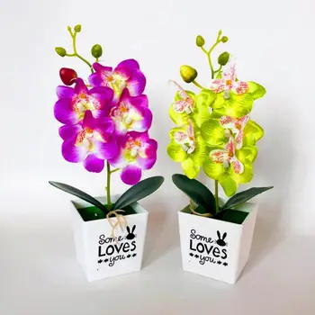 Dirbtinių Drugelių Orchidėja Bonsai Netikrą Gėlių Puodą su Namų Baldai, Dekoras Patalpų Lauko Dekoro Dovana Plantas Artificiales