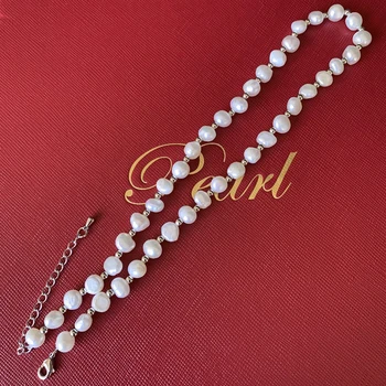 7-8mm Baroko Perlas Karoliai Natūralių Gėlavandenių Perlų Papuošalai Moterims Mados Dovana