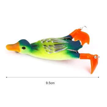 1 VNT Sraigto Flipper Antis Žvejybos Masalas 9.5 cm 10.5 g Dirbtinis Masalas Ančiukas 3D Akis Jaukų Bass didelis anglies Plieno kablys Jaukų