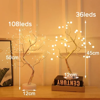 LED Nakties Šviesos Aukščio Medžio Formos Dizainas Pearl Varinės Vielos Lempos 36leds/108leds Namų Kambario Kalėdų Dekoro