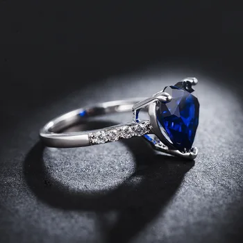 Elegantiškas Mados Paprastas Širdies formos Royal Blue Cirkonis Žiedai Moterų Sužadėtuvių ir Vestuvių Kristalų Mados Juvelyrika Priedai