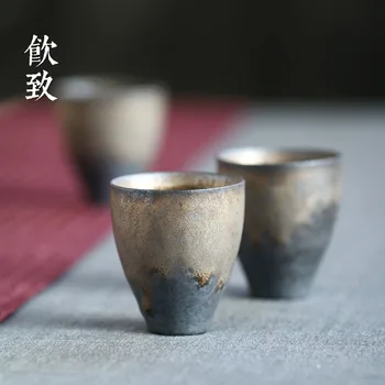 Malkos teacup, Japonų stiliaus skonio puodelis, mažas keramikos meistras taurės, vienos taurės, rankų darbo keraminės Kungfu arbatos rinkinys