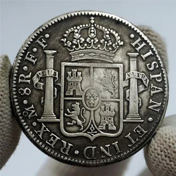 Ispanijos Sidabro Doleris Kopijuoti Monetos Dvigubo Stulpelio 1807 Carlos IV Atminimo monetomis, Pagaminti Senas