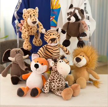 Nauja Vaikų 25cm Miško Gyvūnų Lėlės Pliušinis Žaislas Dramblys, Beždžionė, Tigras, Liūtas, Žirafa, Usūrinių Fox Lėlės Vaikų Dovanų