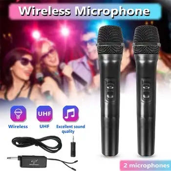 Dual Channel UHF USB 3,5 mm 6.35 mm, Bevielis Mikrofonas, Garsiakalbis Nešiojamą Mikrofonas Su Imtuvu, skirtas Karaoke Kalbos Garsiakalbis