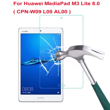 9H Kietumu Grūdintas Stiklas Ekrano apsaugos Huawei MediaPad M3 Lite 8.0 Colių NKP-W09 L09 AL00 Burbulas Nemokamai HD Apsauginės Plėvelės