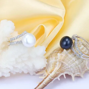 HENGSHENG Šalies Žiedai, Natūralių Gėlavandenių Perlų Žiedas, Aukštos Kokybės Juvelyriniai dirbiniai Moterų 925 Sidabro Papuošalai, Žiedai, 10-11mm Pearl