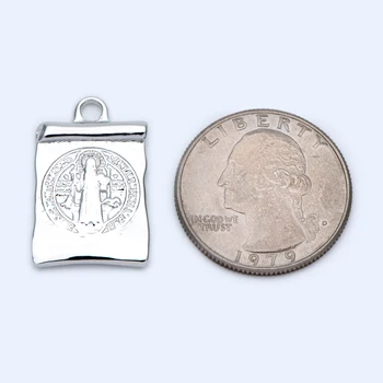 10vnt Sidabro San Benito Žavesio,16x25mm, Kryžiaus Medalionas Pakabukas, Religinių Juvelyrikos Priėmimo Tiekimo (GB-1528-2)
