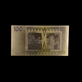 10vnt/daug Zimbabvė 100 Dolerių Banknotų su 1 Sertifikatą, Banknotus 24k Auksu Netikrą Popierinių Pinigų Kolekcija