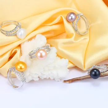 HENGSHENG Šalies Žiedai, Natūralių Gėlavandenių Perlų Žiedas, Aukštos Kokybės Juvelyriniai dirbiniai Moterų 925 Sidabro Papuošalai, Žiedai, 10-11mm Pearl