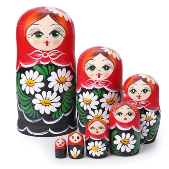 7-Sluoksnių Rusijos Lizdus Lėlės Matryoshka Lėlės Gražių Medinių Chrizantemų Mum, Rankų Darbo Dažytos Rusijos Babushka Lėlės Dovana Žaislas